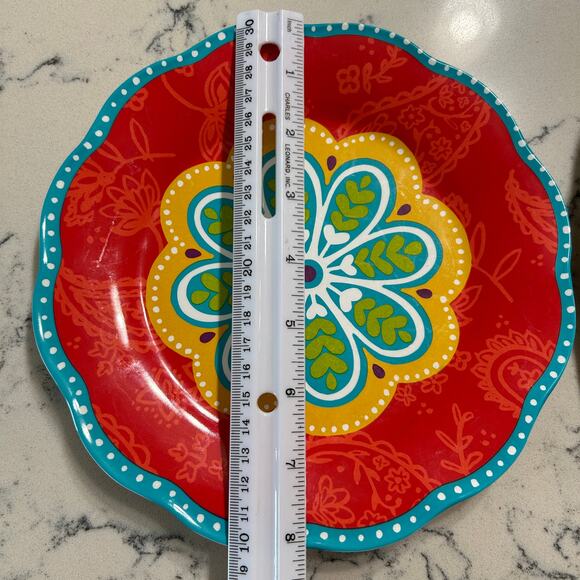 Pier 1 SUNNY FLORAL melamine dinner Plate / Salad Plate bright colors flowers - Picture 4 of 8